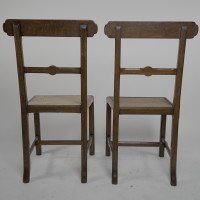 J. G. Crace Attributed, In the style of a A. W. N. Pugin. A Pair of Gothic Revival Oak Cane Seat Dining Chairs - Thumbnail 12