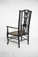 Liberty & Co. attributed. A Queen Anne style fretwork back cane seat Armchair - Thumbnail 13