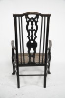 Liberty & Co. attributed. A Queen Anne style fretwork back cane seat Armchair - Thumbnail 14