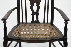 Liberty & Co. attributed. A Queen Anne style fretwork back cane seat Armchair - Thumbnail 7