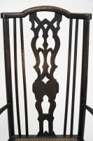 Liberty & Co. attributed. A Queen Anne style fretwork back cane seat Armchair - Thumbnail 6