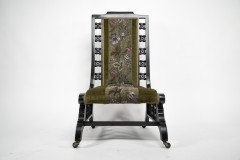 Liberty & Co., attributed. A Moorish Ebonized Parlour Chair with Moucharabieh Turnings - Thumbnail 2
