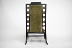 Liberty & Co., attributed. A Moorish Ebonized Parlour Chair with Moucharabieh Turnings - Thumbnail 15