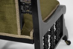 Liberty & Co., attributed. A Moorish Ebonized Parlour Chair with Moucharabieh Turnings - Thumbnail 13