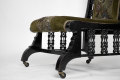 Liberty & Co., attributed. A Moorish Ebonized Parlour Chair with Moucharabieh Turnings - Thumbnail 10