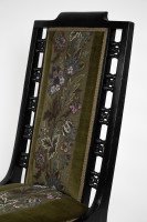 Liberty & Co., attributed. A Moorish Ebonized Parlour Chair with Moucharabieh Turnings - Thumbnail 5