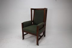 Liberty & Co. Attributed, In the style of Leonard Wyburd. Arts & Crafts Oak wing back Armchair - Thumbnail 3