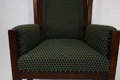 Liberty & Co. Attributed, In the style of Leonard Wyburd. Arts & Crafts Oak wing back Armchair - Thumbnail 12