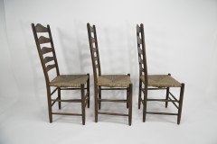 Manner of E Gimson. A Set of Three Lovely Quality Arts & Crafts Oak Ladderback Dining or Side Chairs - Thumbnail 3