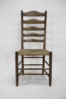 Manner of E Gimson. A Set of Three Lovely Quality Arts & Crafts Oak Ladderback Dining or Side Chairs - Thumbnail 6