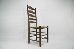 Manner of E Gimson. A Set of Three Lovely Quality Arts & Crafts Oak Ladderback Dining or Side Chairs - Thumbnail 8