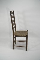Manner of E Gimson. A Set of Three Lovely Quality Arts & Crafts Oak Ladderback Dining or Side Chairs - Thumbnail 9
