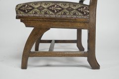 E. W. Pugin Attributed, Gothic Revival Oak Duet Chair with Wide Seat - Thumbnail 14