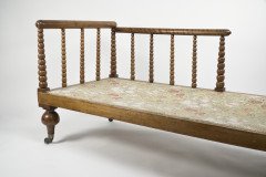 Philip Webb for Morris & Co. Attributed, a Large Aesthetic Movement Bobbin Turned Satinwood Chaise Lounge - Thumbnail 9
