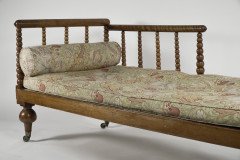 Philip Webb for Morris & Co., attributed. A Large Aesthetic Movement Bobbin Turned Satinwood Chaise Lounge - Thumbnail 3