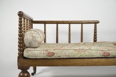 Philip Webb for Morris & Co. Attributed, a Large Aesthetic Movement Bobbin Turned Satinwood Chaise Lounge - Thumbnail 6