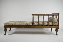 Philip Webb for Morris & Co. Attributed, a Large Aesthetic Movement Bobbin Turned Satinwood Chaise Lounge - Thumbnail 17