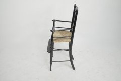 Liberty & Co. Argyle Aesthetic Movement Ebonised rush seat child's high chair - Thumbnail 3