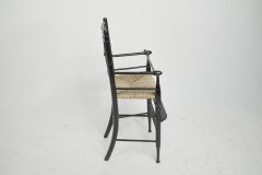 Liberty & Co. An Argyle Aesthetic Movement Ebonised rush seat child's high chair - Thumbnail 4