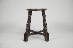 Aesthetic Movement Elm Stool with a 'S' Handle, & Wild Grain to the Seat - Thumbnail 4