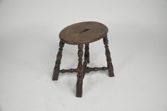 An Aesthetic Movement Elm Stool with a 'S' Handle, & Wild Grain to the Seat - Thumbnail 5