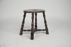 An Aesthetic Movement Elm Stool with a 'S' Handle, & Wild Grain to the Seat - Thumbnail 6