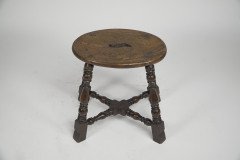 An Aesthetic Movement Elm Stool with a 'S' Handle, & Wild Grain to the Seat - Thumbnail 8