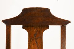 Arts & Crafts Liberty style Oak floral inlaid side chair - Thumbnail 7
