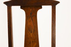 Arts & Crafts Liberty style Oak floral inlaid side chair - Thumbnail 8