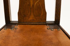Arts & Crafts Liberty style Oak floral inlaid side chair - Thumbnail 10