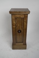 Aesthetic Movement Satin Birch Bedside Cabinet with a Central Walnut Knob - Thumbnail 2