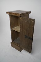 Aesthetic Movement Satin Birch Bedside Cabinet with a Central Walnut Knob - Thumbnail 4