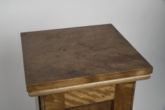 Aesthetic Movement Satin Birch Bedside Cabinet with a Central Walnut Knob - Thumbnail 10
