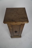 Aesthetic Movement Satin Birch Bedside Cabinet with a Central Walnut Knob - Thumbnail 11