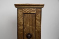 Aesthetic Movement Satin Birch Bedside Cabinet with a Central Walnut Knob - Thumbnail 12
