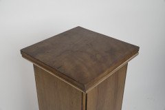 Aesthetic Movement Satin Birch Bedside Cabinet with a Central Walnut Knob - Thumbnail 14