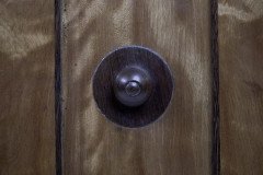 Aesthetic Movement Satin Birch Bedside Cabinet with a Central Walnut Knob - Thumbnail 15
