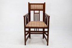 Bombay Art Furnishing Est. An Anglo-Japanese Walnut Armchair with a Double Back Leg - Thumbnail 2