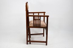 Bombay Art Furnishing Est. An Anglo-Japanese Walnut Armchair with a Double Back Leg - Thumbnail 3