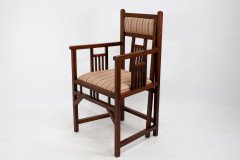 Bombay Art Furnishing Est. An Anglo-Japanese Walnut Armchair with a Double Back Leg - Thumbnail 8