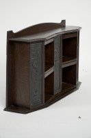 Arts & Crafts Oak Desk Top Bookcase with 3 Bronze Art Nouveau Period Plaques - Thumbnail 2