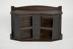 Arts & Crafts Oak Desk Top Bookcase with 3 Bronze Art Nouveau Period Plaques - Thumbnail 3