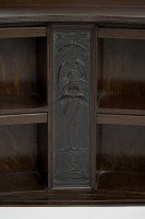 Arts & Crafts Oak Desk Top Bookcase with 3 Bronze Art Nouveau Period Plaques - Thumbnail 10