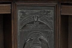 Arts & Crafts Oak Desk Top Bookcase with 3 Bronze Art Nouveau Period Plaques - Thumbnail 12