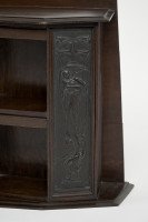 Arts & Crafts Oak Desk Top Bookcase with 3 Bronze Art Nouveau Period Plaques - Thumbnail 14