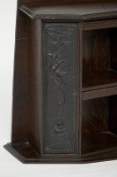 Arts & Crafts Oak Desk Top Bookcase with 3 Bronze Art Nouveau Period Plaques - Thumbnail 8