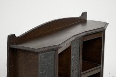 Arts & Crafts Oak Desk Top Bookcase with 3 Bronze Art Nouveau Period Plaques - Thumbnail 6