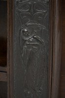Arts & Crafts Oak Desk Top Bookcase with 3 Bronze Art Nouveau Period Plaques - Thumbnail 13