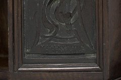 Arts & Crafts Oak Desk Top Bookcase with 3 Bronze Art Nouveau Period Plaques - Thumbnail 15