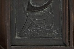 Arts & Crafts Oak Desk Top Bookcase with 3 Bronze Art Nouveau Period Plaques - Thumbnail 9